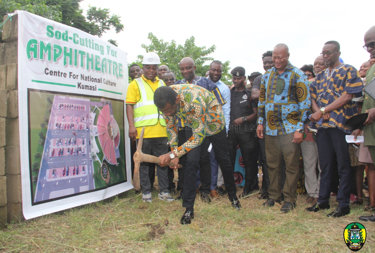 Hon. Mark Okraku Mante breaking the grounds for the construction of the project