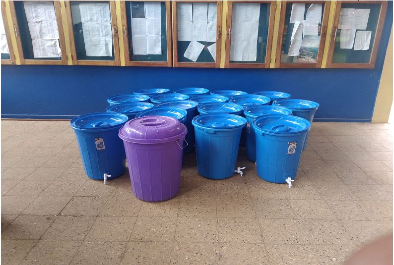 Veronica buckets donated by the government for hand washing