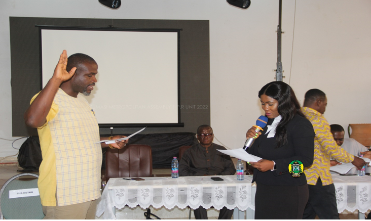 Hon. Ernest Baffour being sworn in by Her Honor Priscilla Mireku