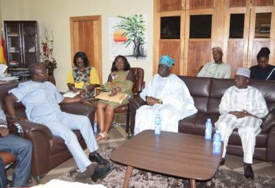 Hon. Osei Assibey Antwi (4th from left) in a group photograph with Ambassador Abikoye and other officials