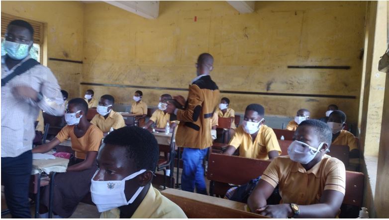 A section of the pupils in their nose mask in the classroom